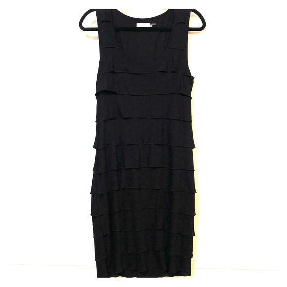black layered ruffle dress